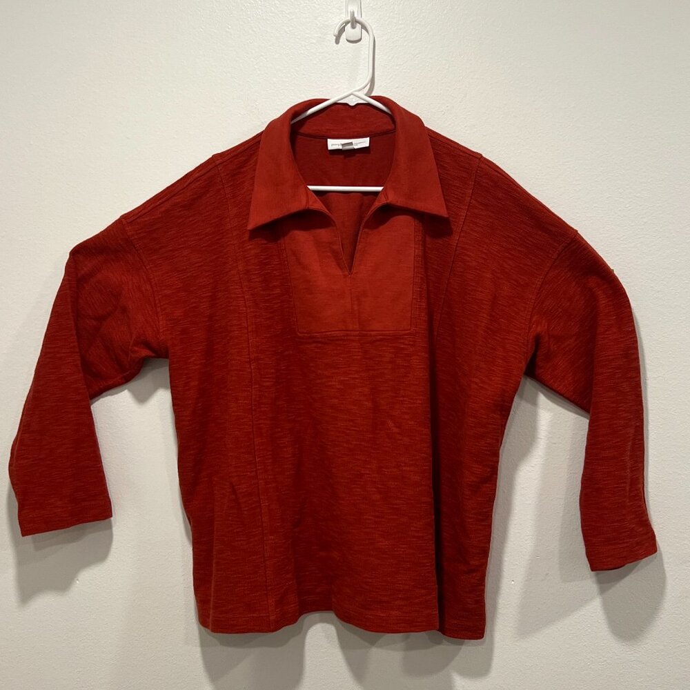 J.JillPure Jill Organically Grown Cotton Knit Collared Top Pottery Color Size XL